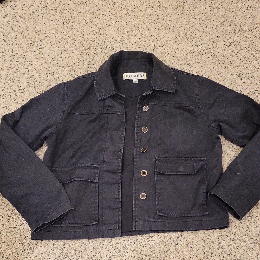 Roamers Organic Cotton Hemp Blend Crop Faded Black Jacket Small